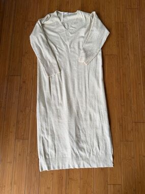 MANGO Cream V-Neck Long Knit Dress